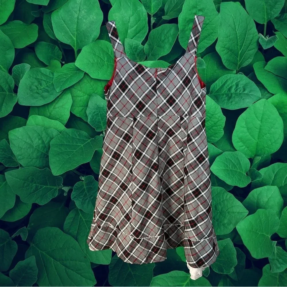 5 for $25🔥The Children's Place Black & Red Plaid Sleeveless Dress Girls Size 10